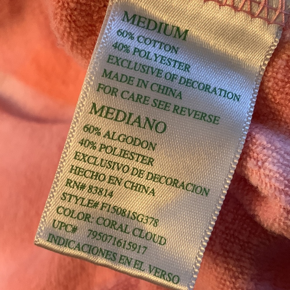 Green Tea Long Sleeve Pullover Tie Dye Sweatshirt in Coral - Picture 3 of 5